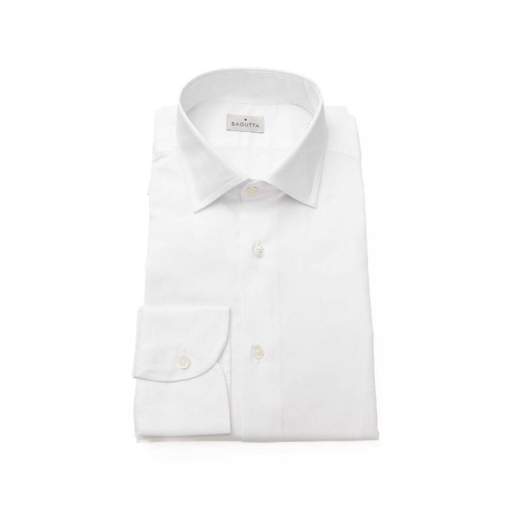 Chemise homme Bagutta en coton blanc, coupe slim, col français