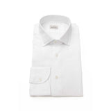 Chemise homme Bagutta en coton blanc, coupe slim, col français