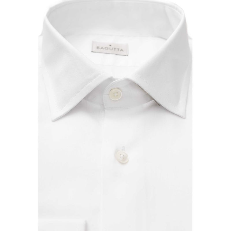 Chemise homme Bagutta en coton blanc, coupe slim, col français