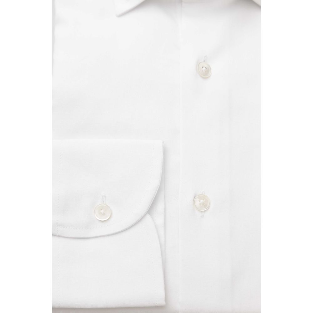 Chemise homme Bagutta en coton blanc, coupe slim, col français