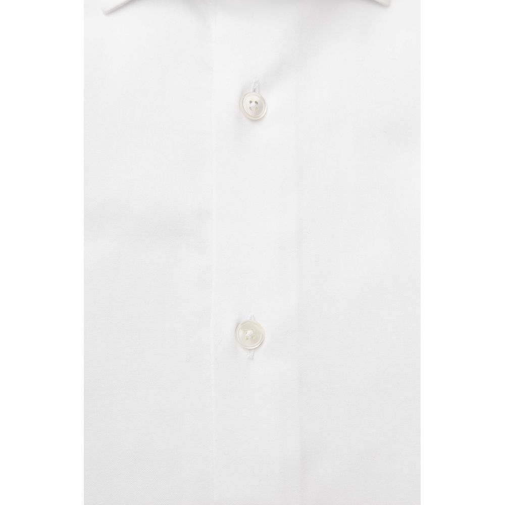 Chemise homme Bagutta en coton blanc, coupe slim, col français