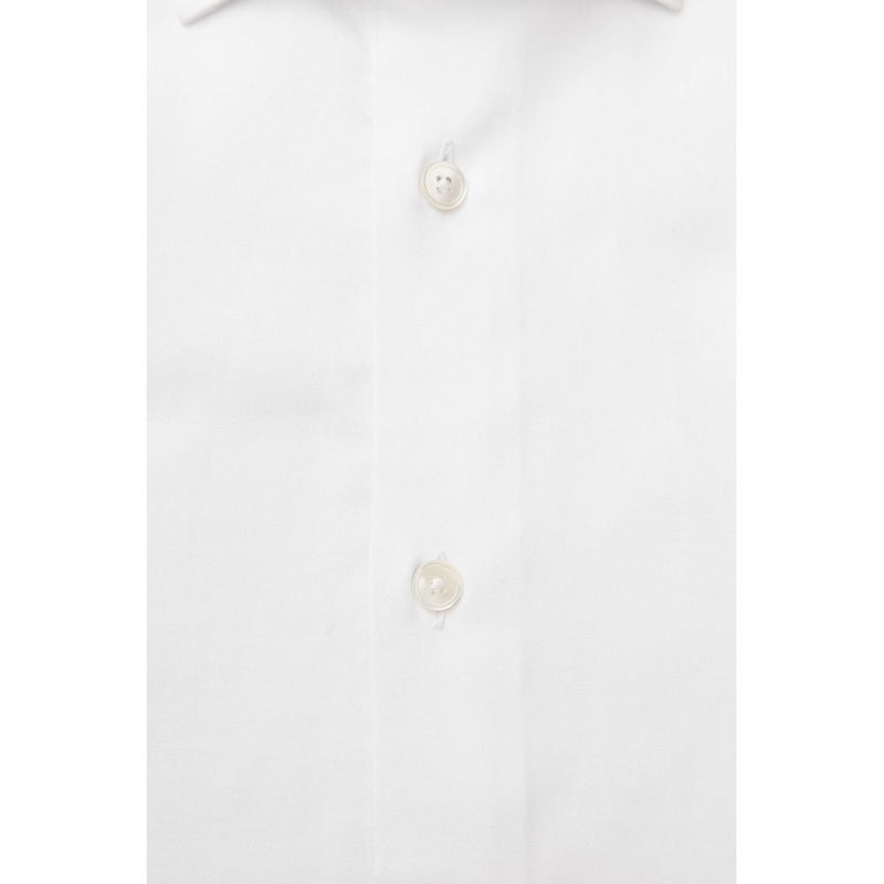 Chemise homme Bagutta en coton blanc, coupe slim, col français