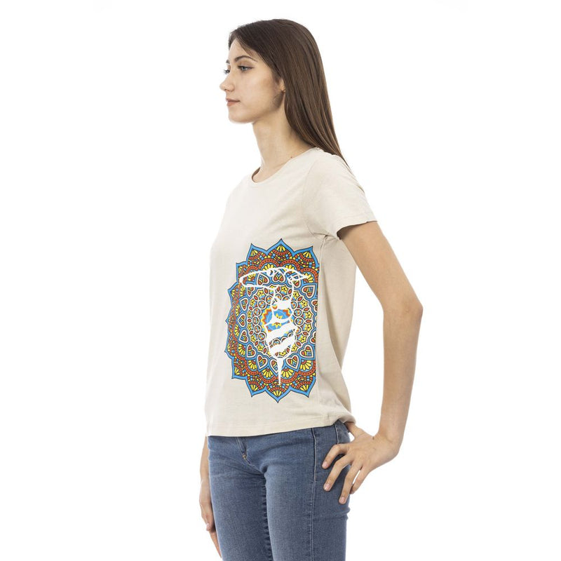 T-shirt Femme Beige Trussardi Action en Coton - Élégance et Confort