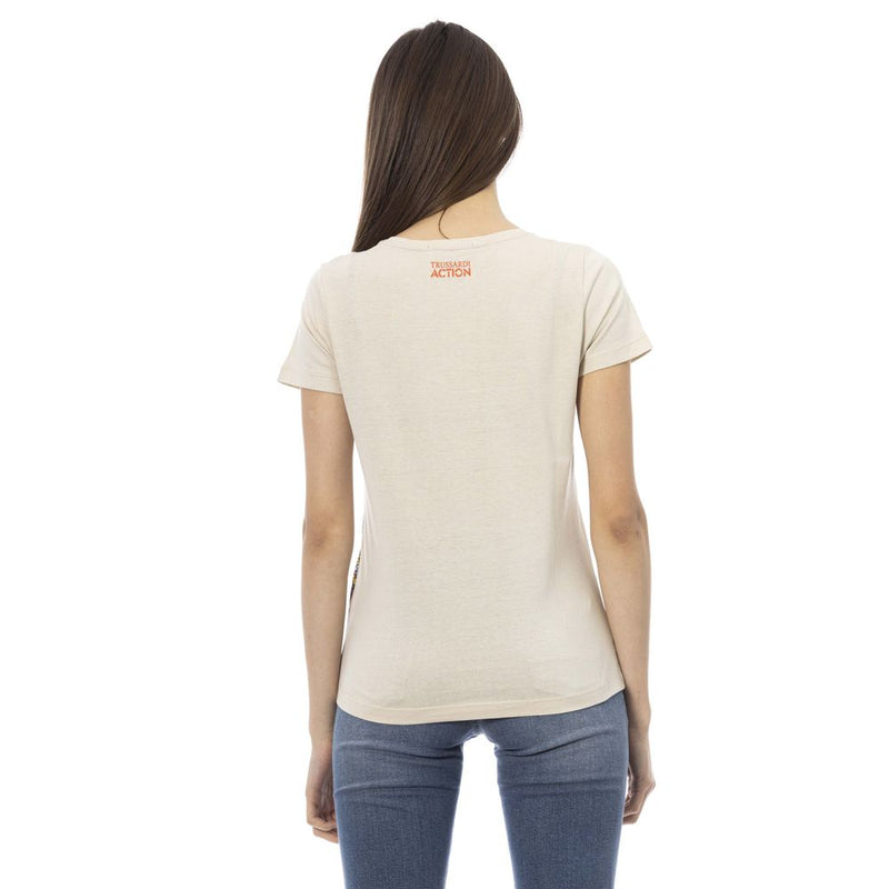 T-shirt Femme Beige Trussardi Action en Coton - Élégance et Confort
