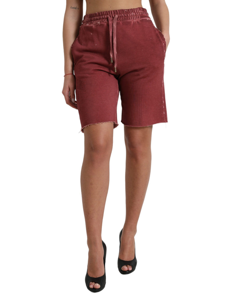 Dolce & Gabbana Maroon Cotton High Waist Sweatshorts