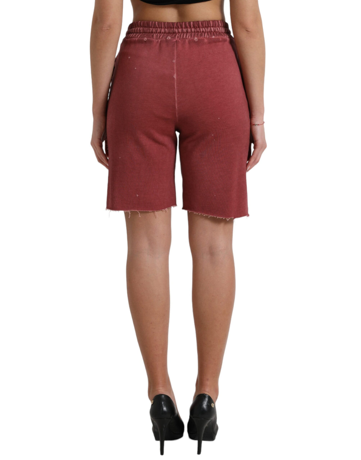 Dolce & Gabbana Maroon Cotton High Waist Sweatshorts