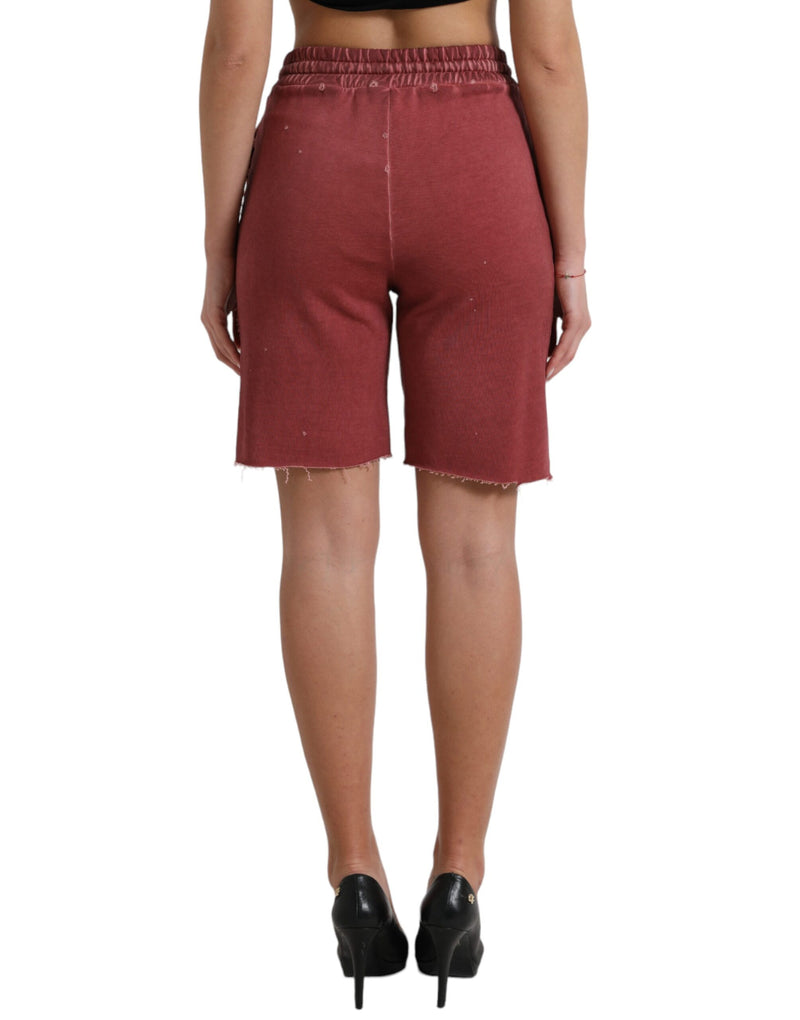 Dolce & Gabbana Maroon Cotton High Waist Sweatshorts