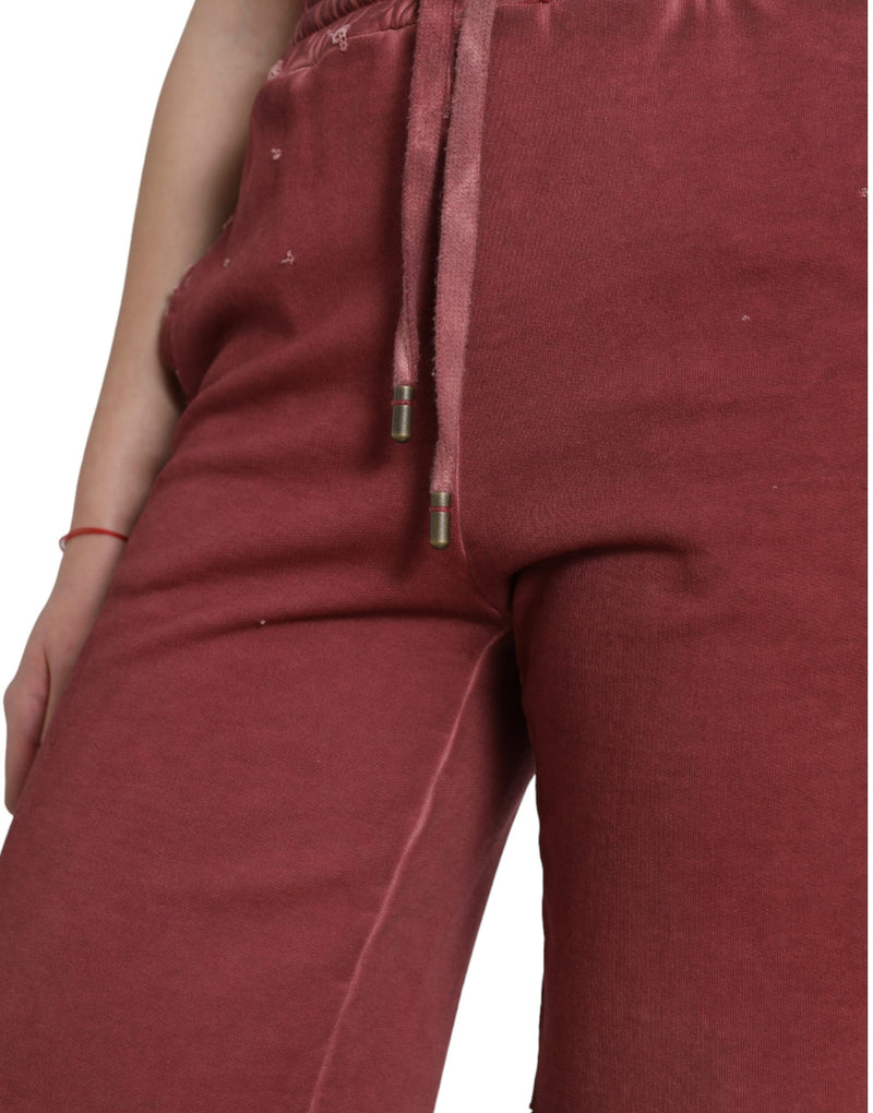 Dolce & Gabbana Maroon Cotton High Waist Sweatshorts