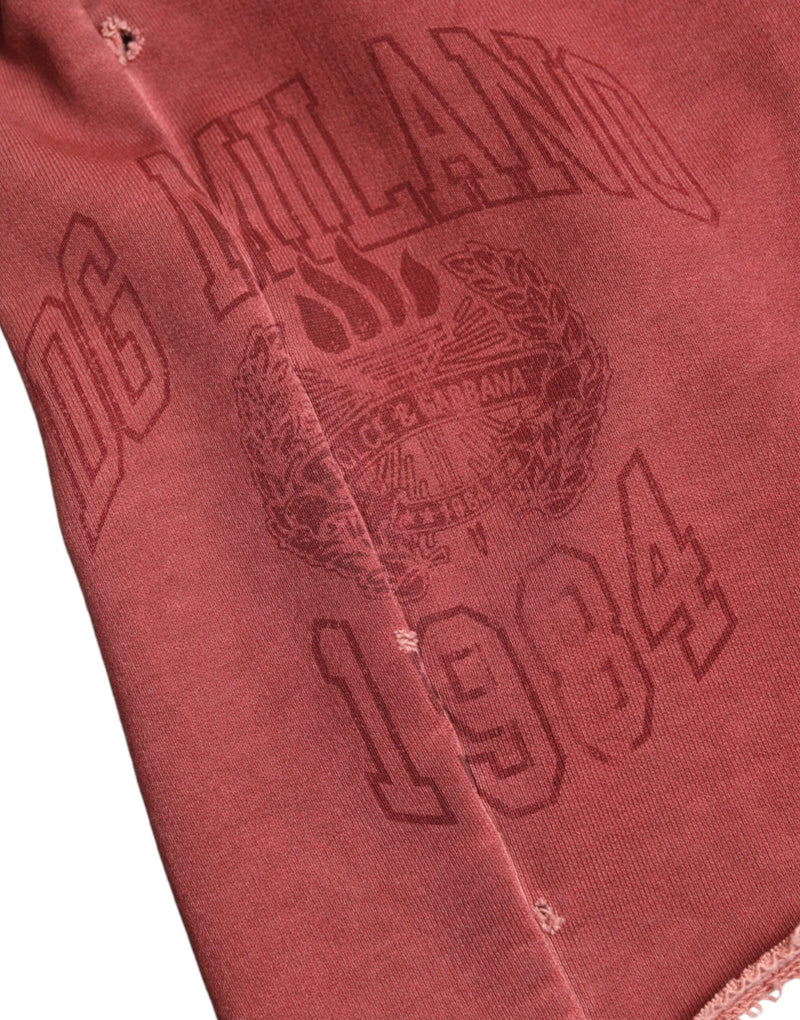 Dolce & Gabbana Maroon Cotton High Waist Sweatshorts