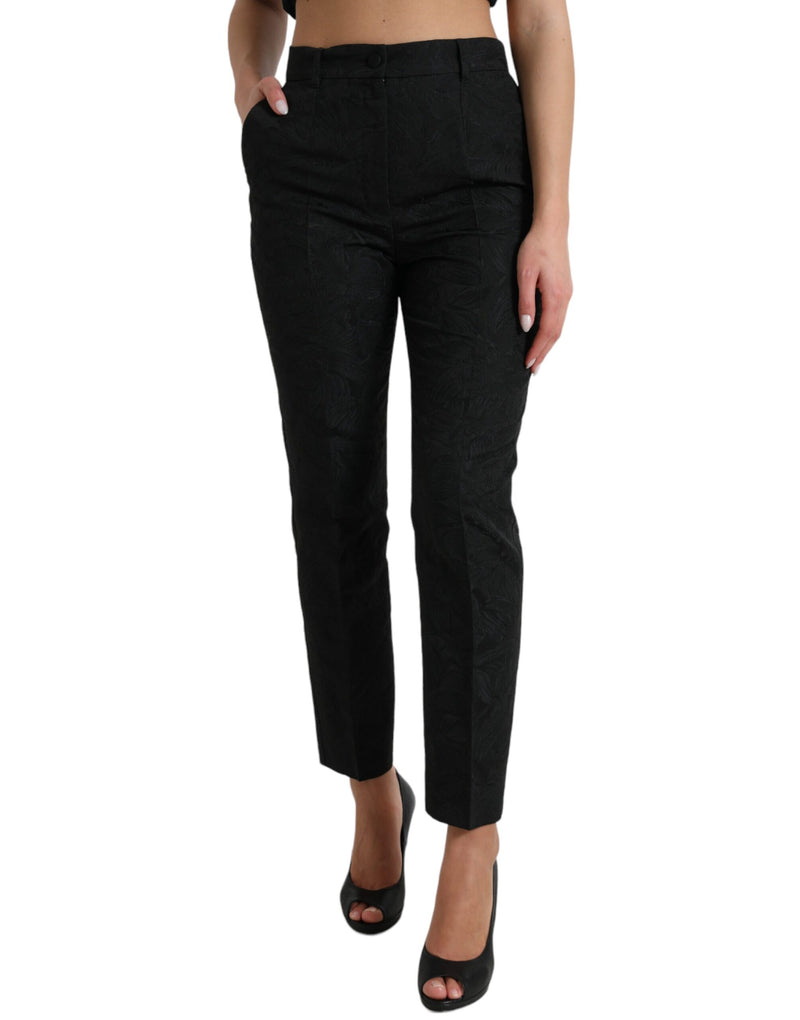 Dolce & Gabbana Black High Waist Tapered Pants for Women