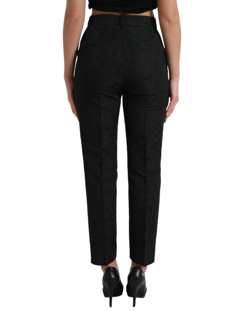 Dolce & Gabbana Black High Waist Tapered Pants for Women