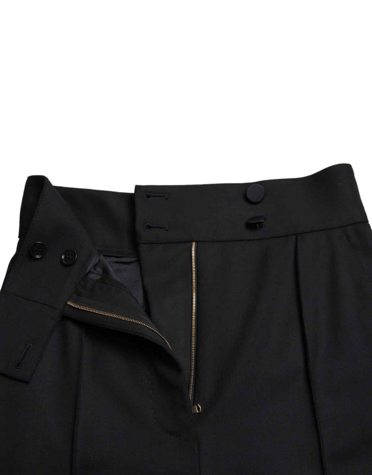 Dolce & Gabbana Pantalons Tapered Noirs en Laine Haute Taille
