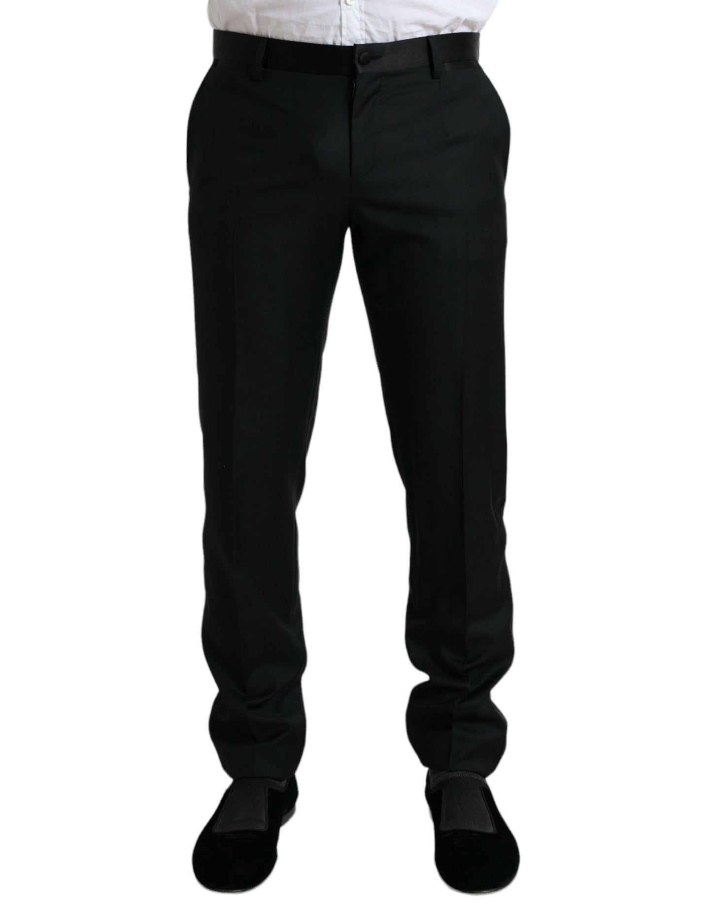 Pantalon tailleur noir en laine, coupe slim, pour homme, Dolce &amp; Gabbana