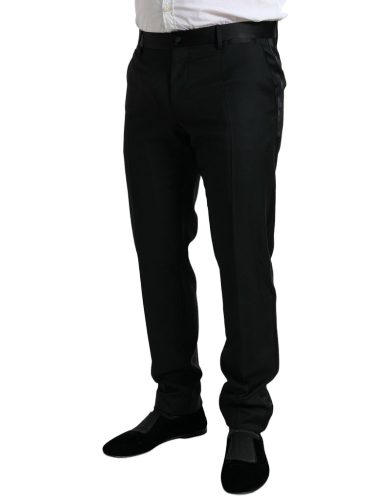 Dolce &amp; Gabbana zwarte wollen, strakvallende, formele broekspijpen