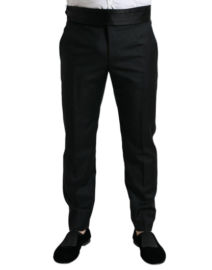 Pantalon tailleur noir en laine, coupe slim, pour homme, Dolce &amp; Gabbana