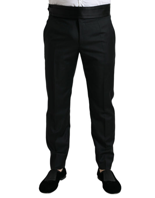 Dolce &amp; Gabbana zwarte wollen, strakvallende, formele broekspijpen
