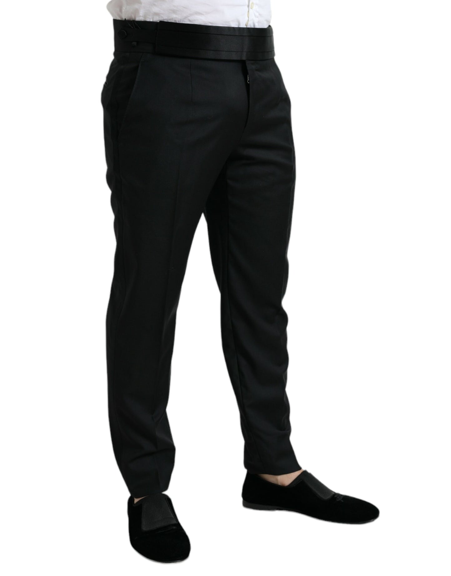 Pantalon tailleur noir en laine, coupe slim, pour homme, Dolce &amp; Gabbana