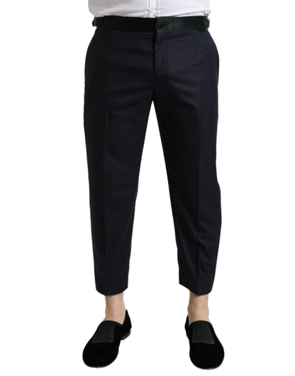 Pantalon bleu en laine à taille haute et coupe évasée de Dolce &amp; Gabbana