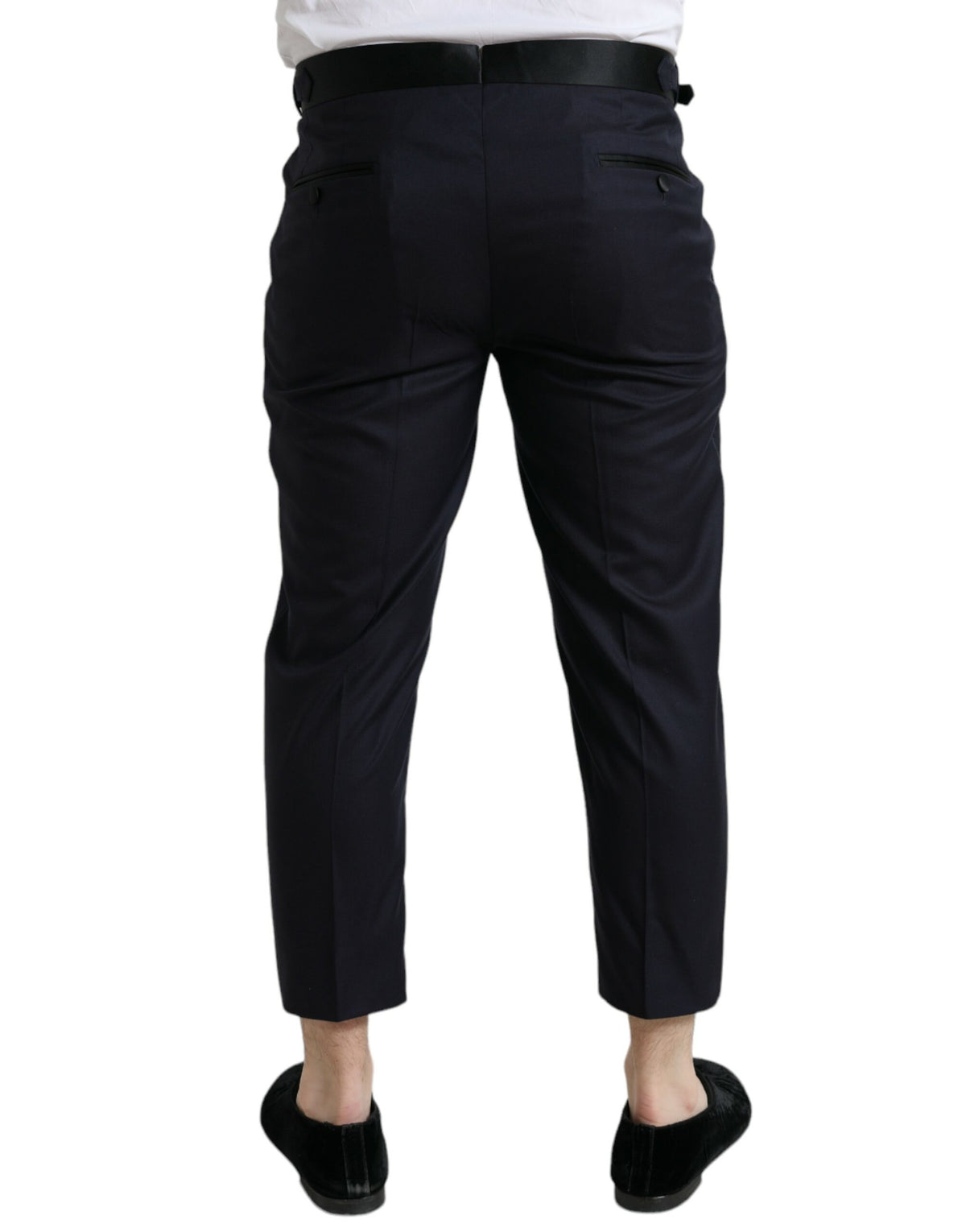 Pantalon bleu en laine à taille haute et coupe évasée de Dolce &amp; Gabbana