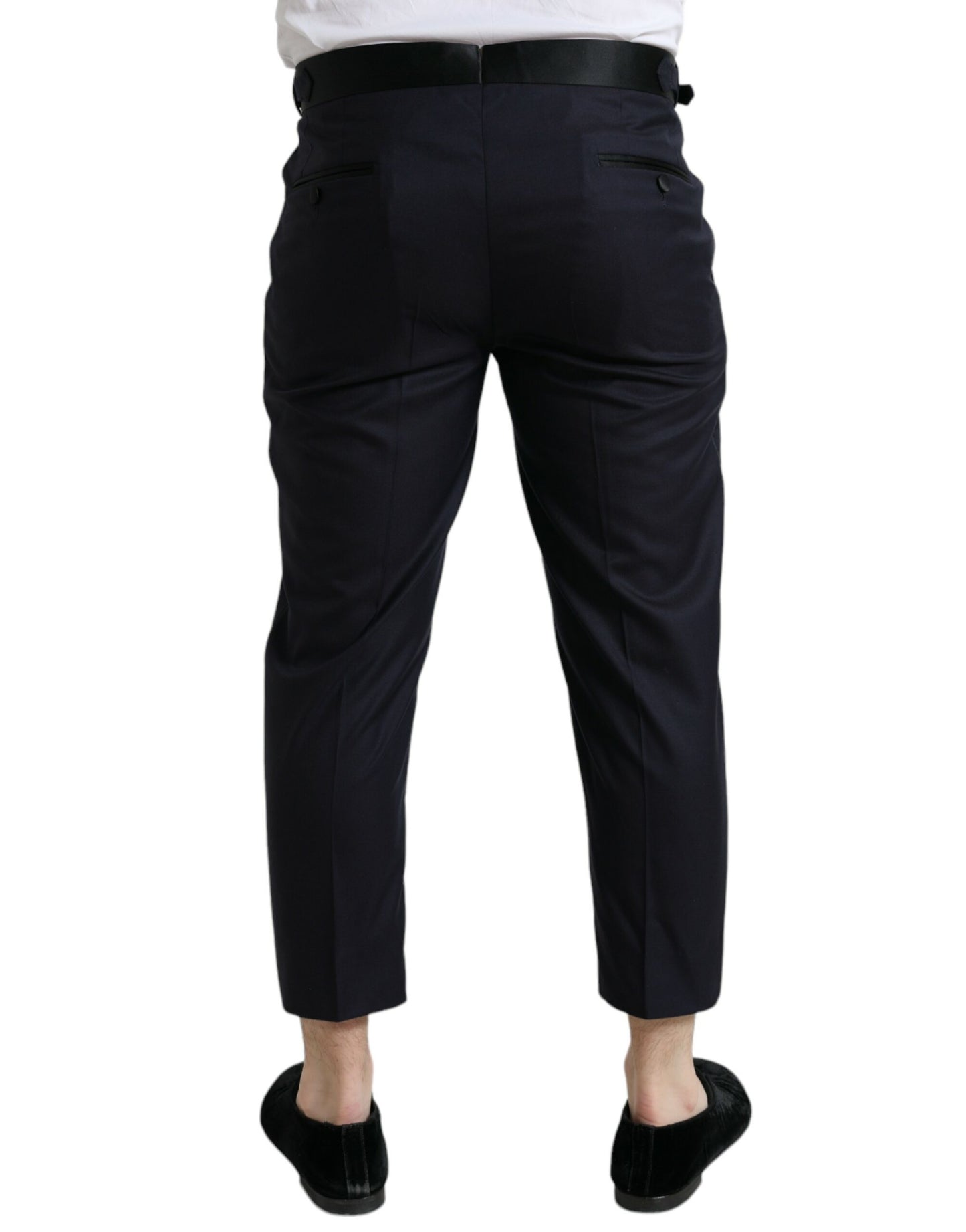 Pantalon bleu en laine à taille haute et coupe évasée de Dolce &amp; Gabbana