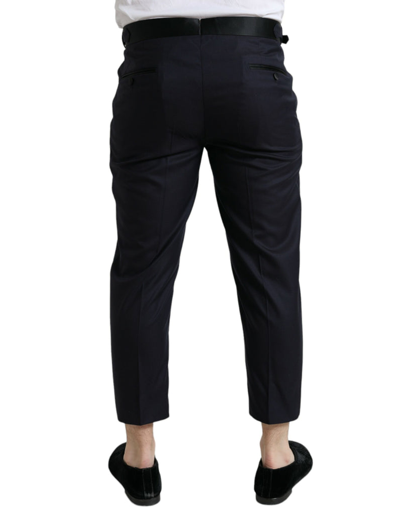 Blauwe wollen, cropped en taps toelopende broek van Dolce &amp; Gabbana