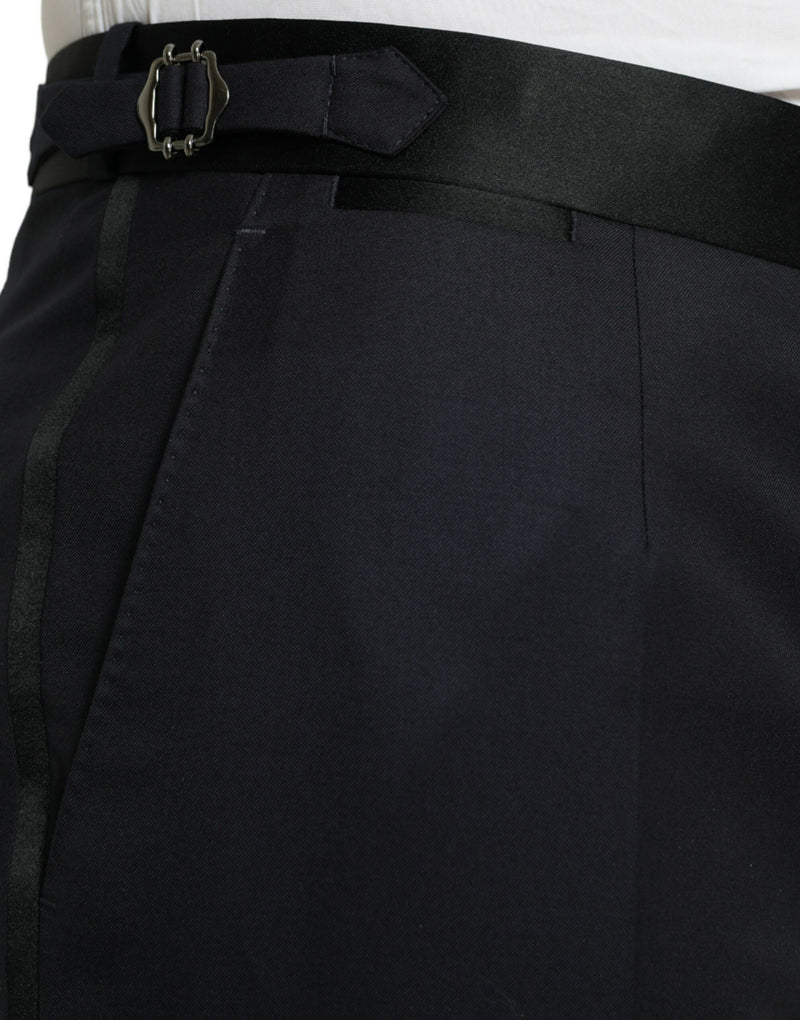 Blauwe wollen, cropped en taps toelopende broek van Dolce &amp; Gabbana