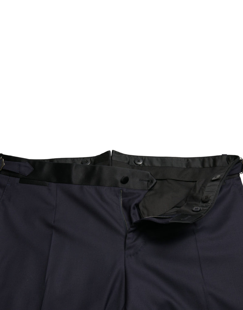 Blauwe wollen, cropped en taps toelopende broek van Dolce &amp; Gabbana