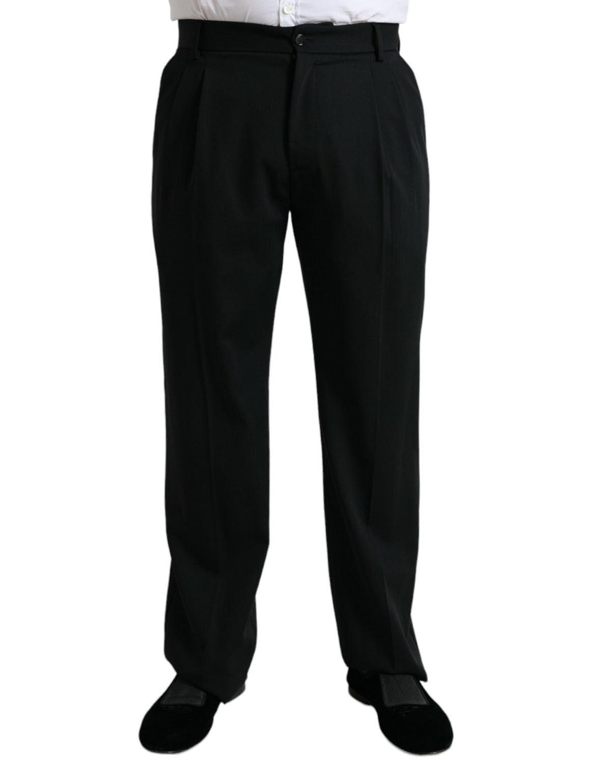 Pantalon tailleur droit noir en laine de Dolce &amp; Gabbana