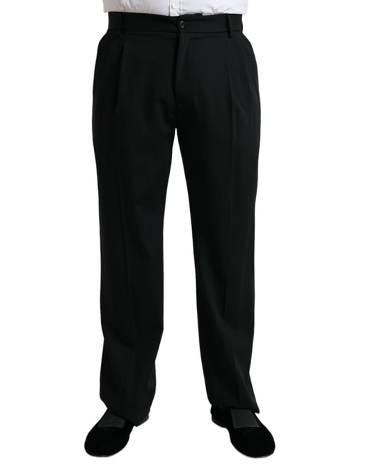 Dolce &amp; Gabbana zwarte wollen, rechte, formele pantalon