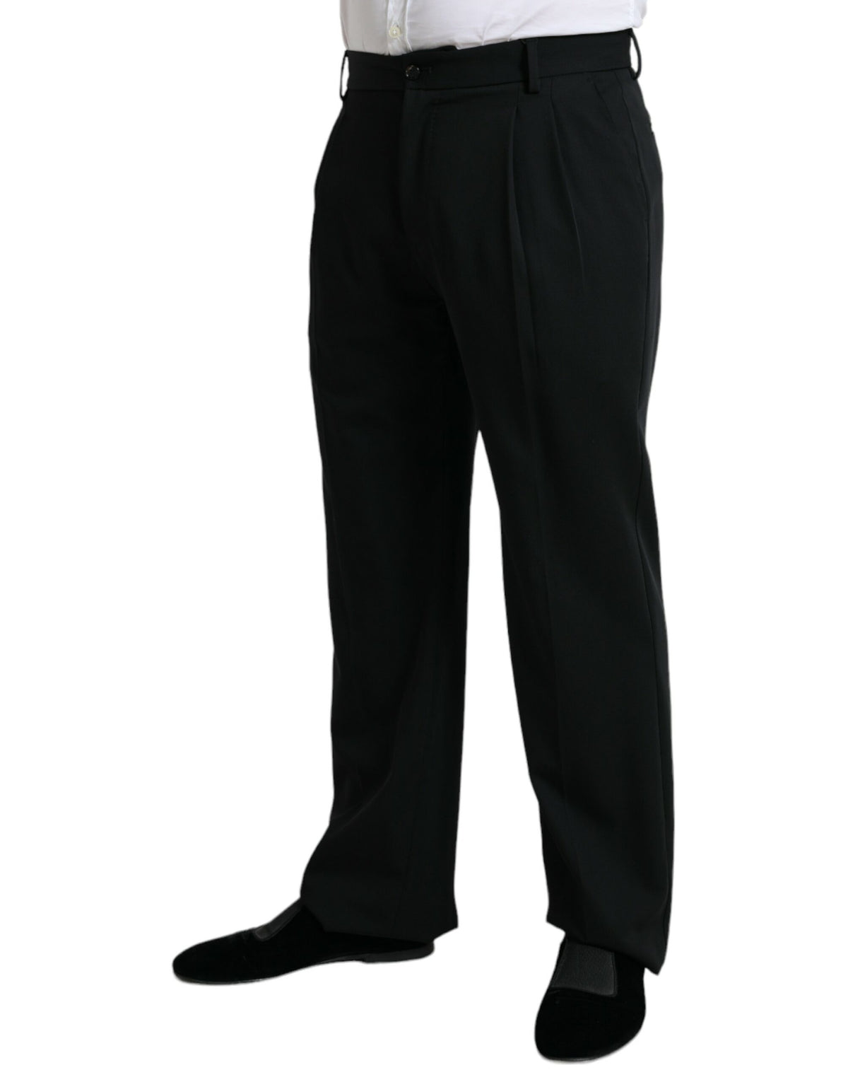 Pantalon tailleur droit noir en laine de Dolce &amp; Gabbana