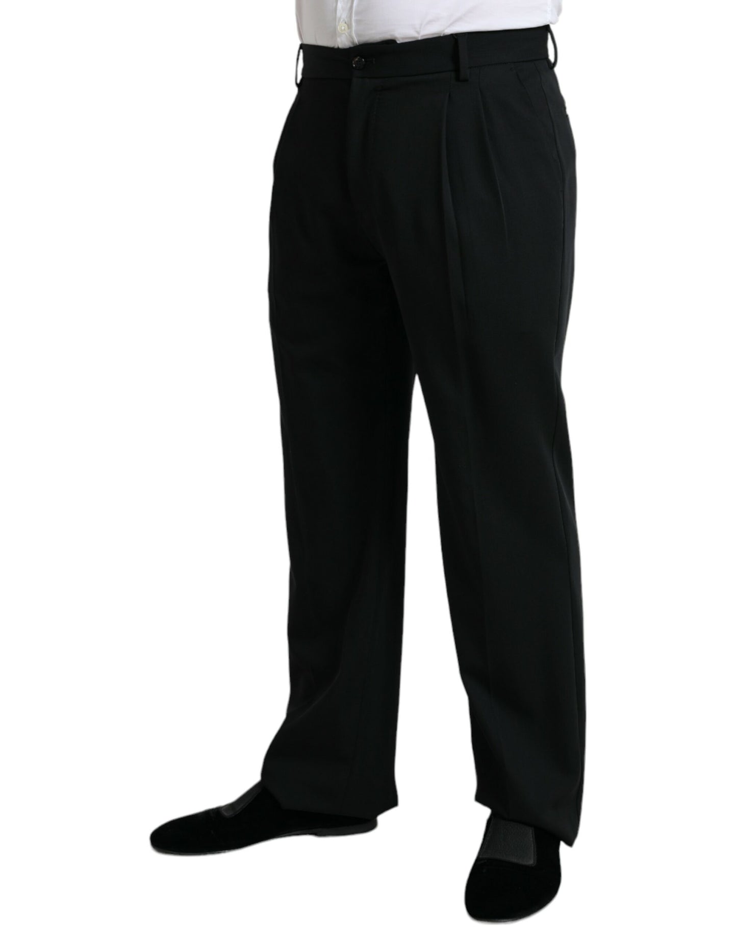 Dolce &amp; Gabbana zwarte wollen, rechte, formele pantalon