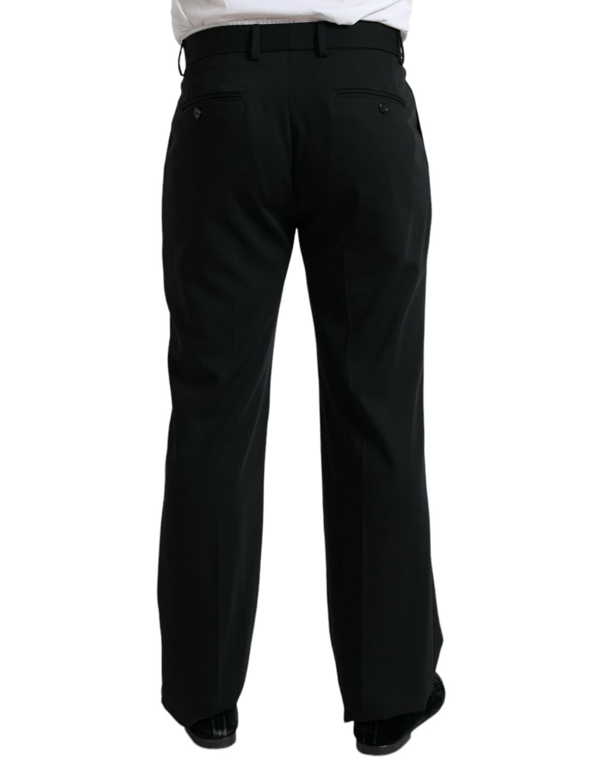 Pantalon tailleur droit noir en laine de Dolce &amp; Gabbana
