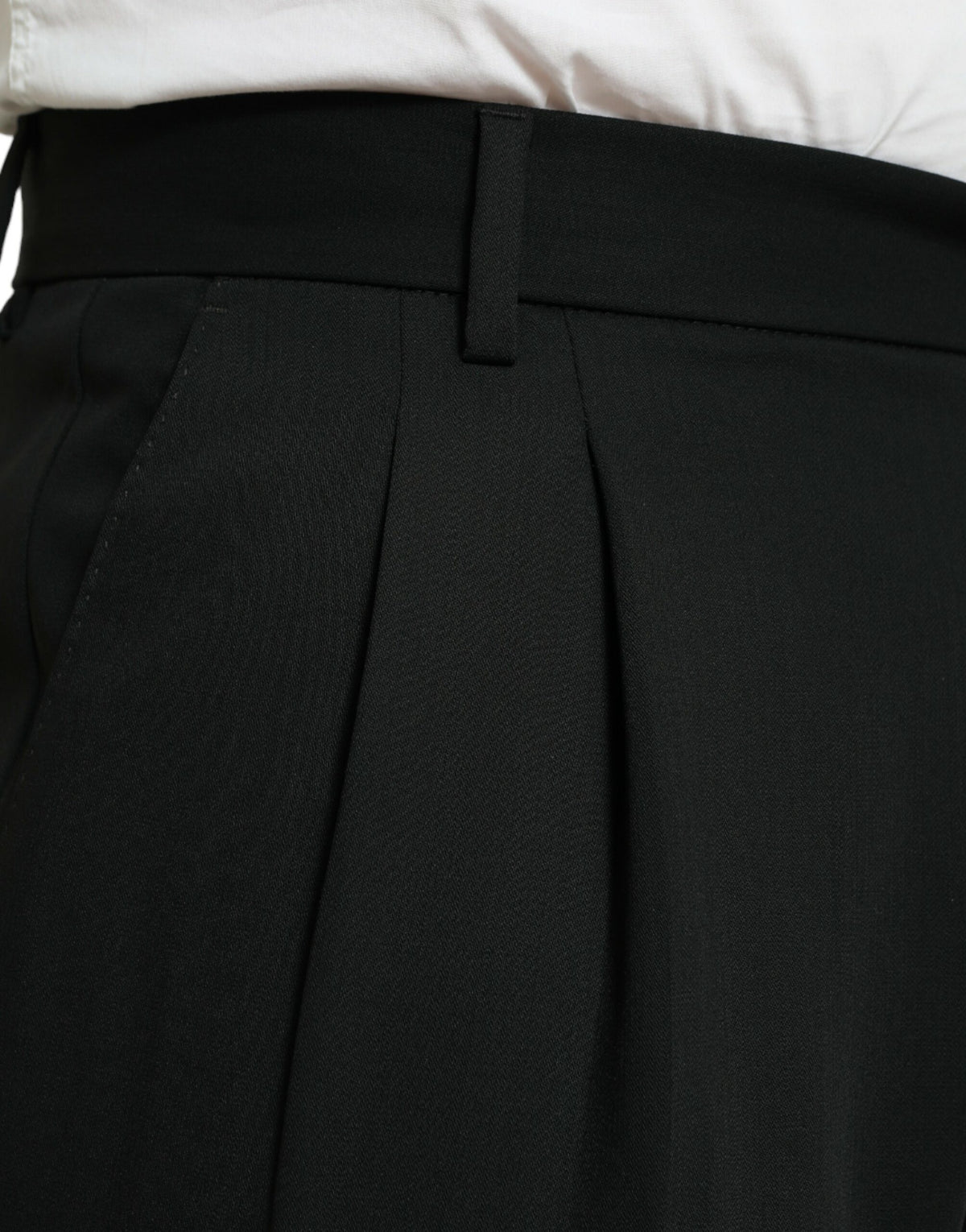 Pantalon tailleur droit noir en laine de Dolce &amp; Gabbana