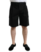 Shorts Bermuda Cargo en coton extensible noir de Dolce &amp; Gabbana