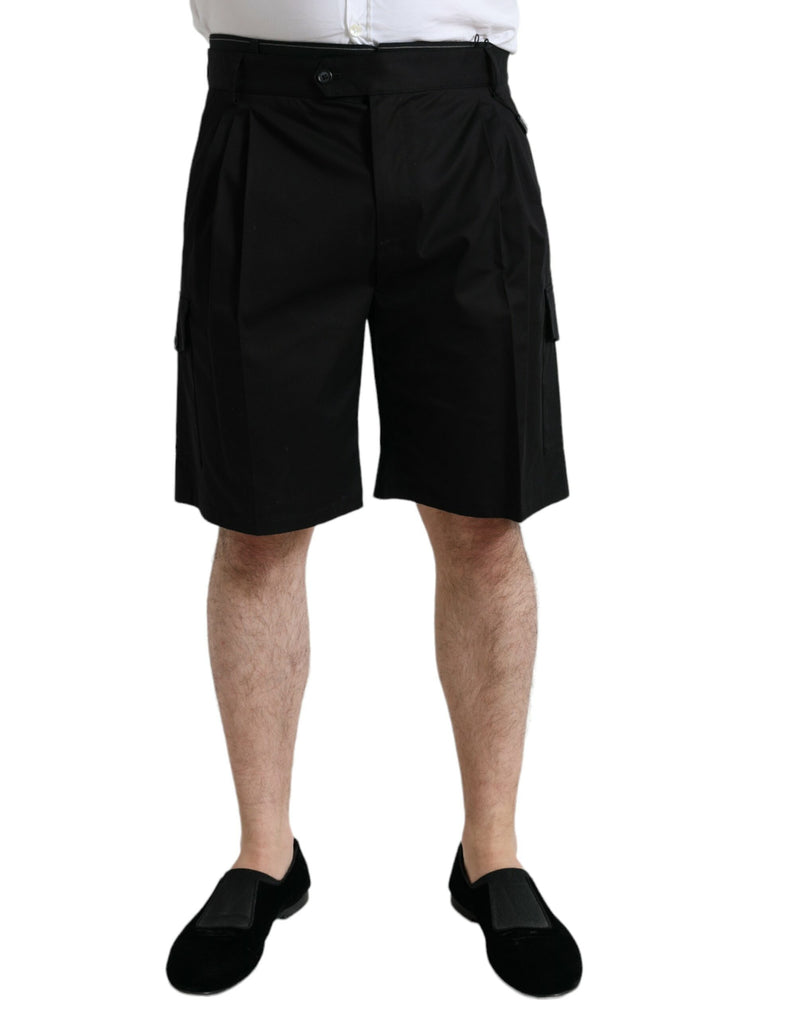 Dolce &amp; Gabbana zwarte katoenen stretch cargo bermuda shorts