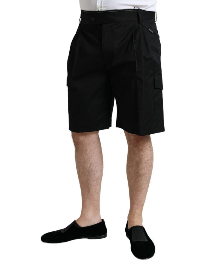 Dolce &amp; Gabbana zwarte katoenen stretch cargo bermuda shorts