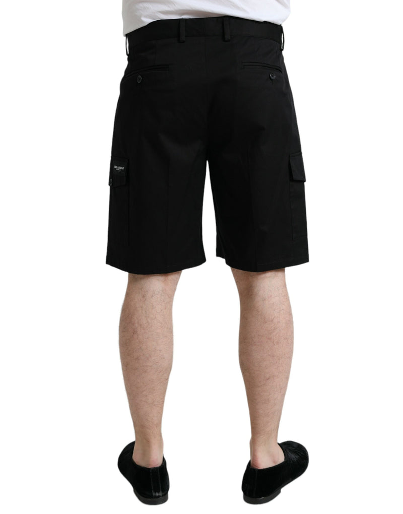 Dolce &amp; Gabbana zwarte katoenen stretch cargo bermuda shorts