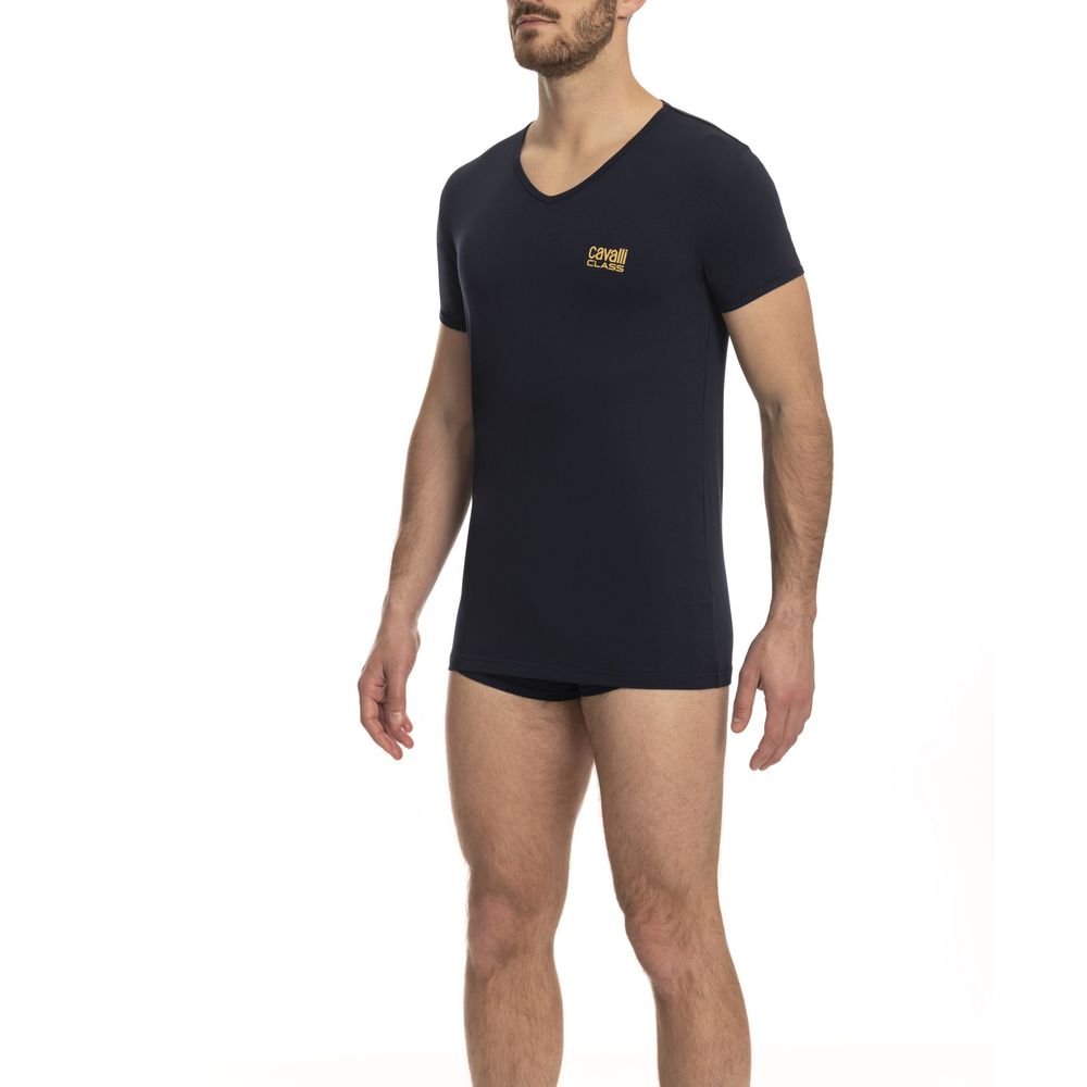 T-shirt homme en coton bleu Cavalli Class