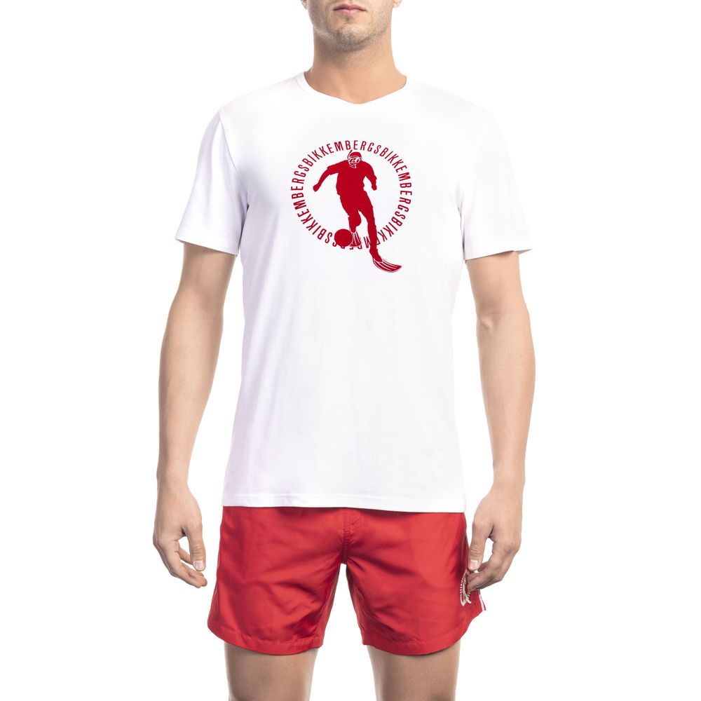 T-shirt homme en coton blanc Bikkembergs
