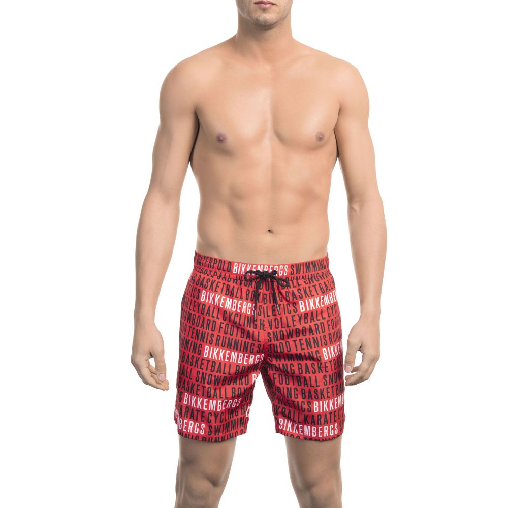 Bikkembergs Red Polyester Men Swim Short - Stylish Swimwear