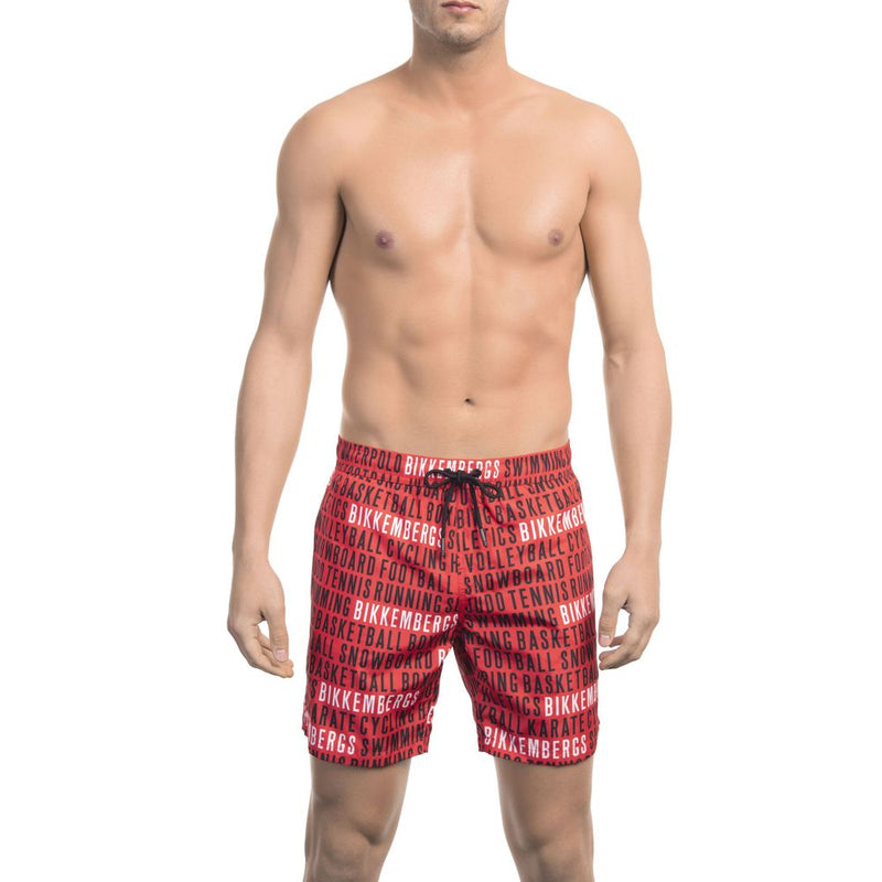 Bikkembergs Red Polyester Men Swim Short - Stylish Swimwear