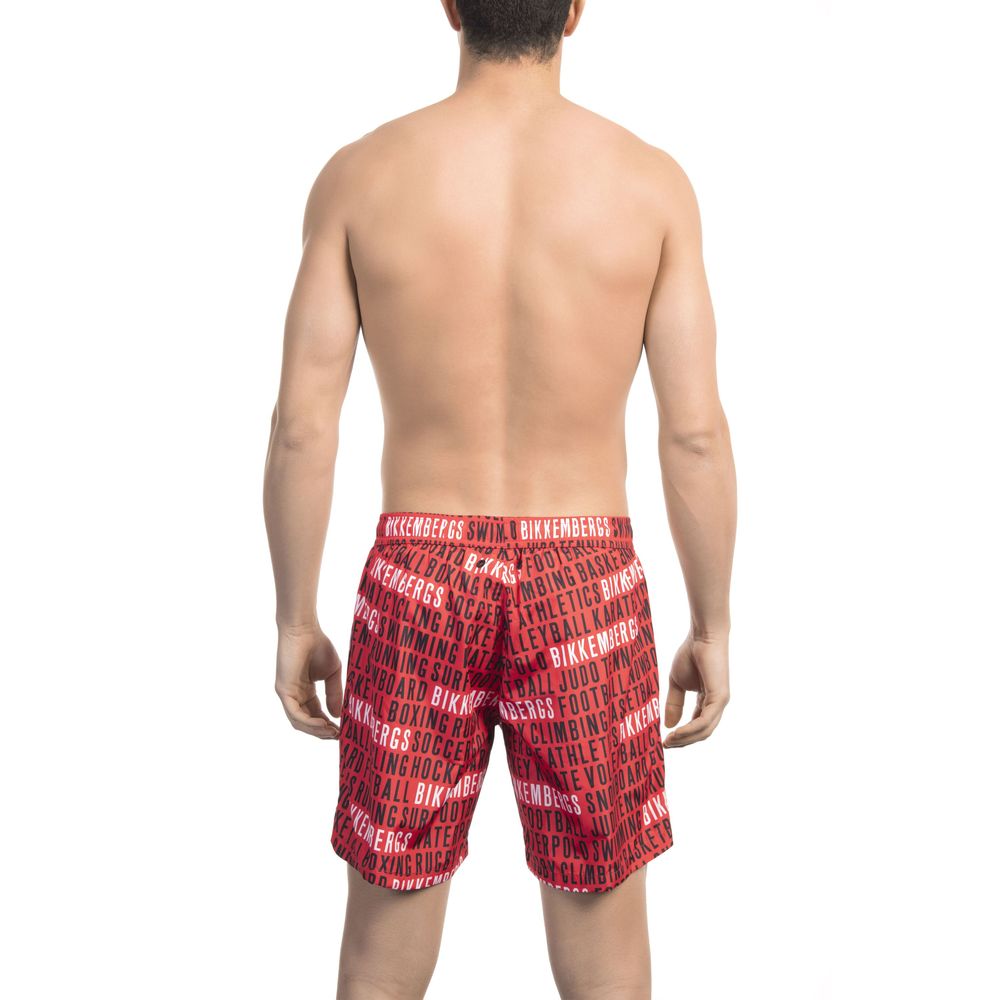 Bikkembergs Red Polyester Men Swim Short - Stylish Swimwear