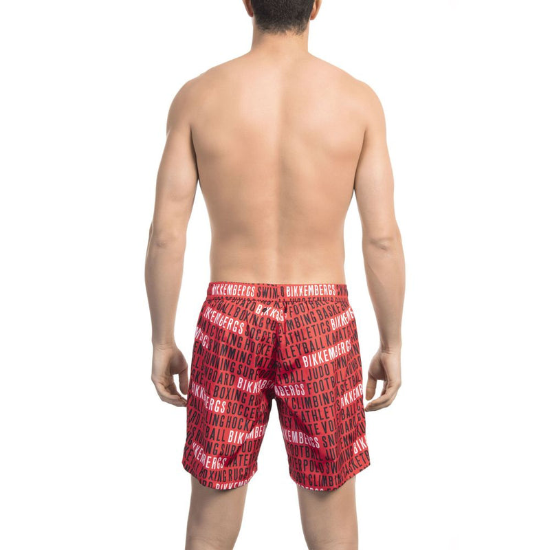 Bikkembergs Red Polyester Men Swim Short - Stylish Swimwear