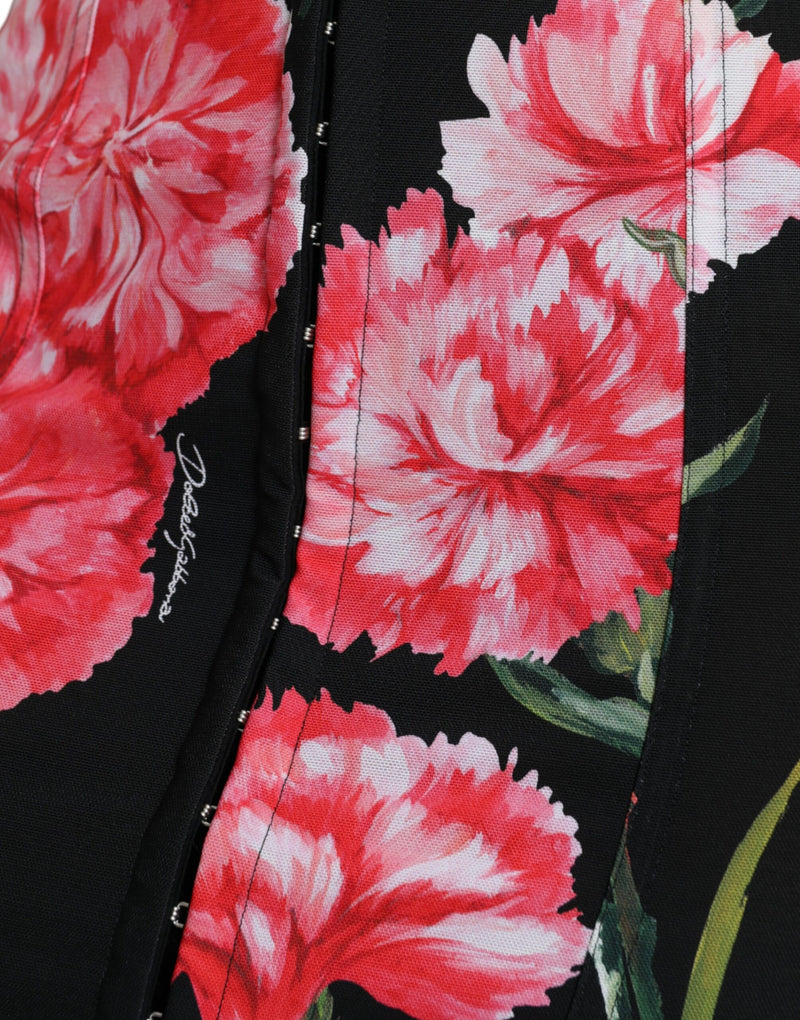 Dolce & Gabbana Jupe Crayon Noire à Fleurs Carnation