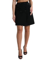 Dolce & Gabbana Jupe Mini Aline Haute en Laine Noire