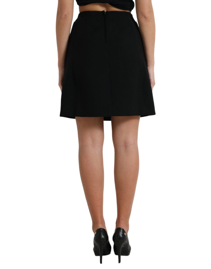 Dolce & Gabbana Jupe Mini Aline Haute en Laine Noire