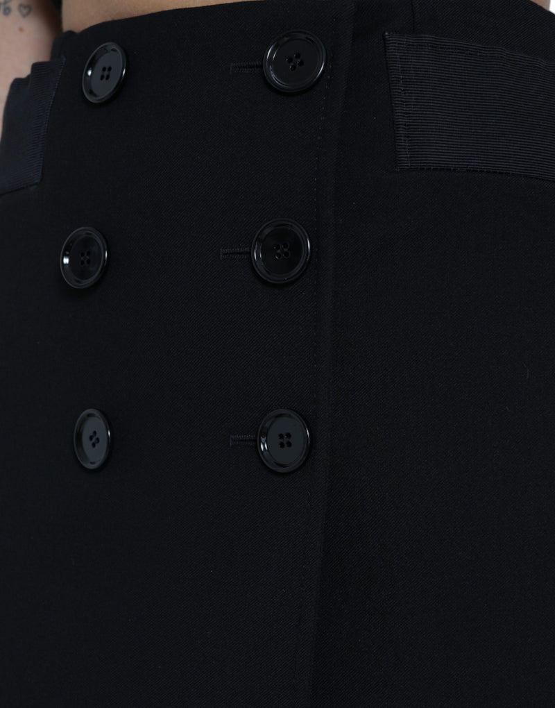 Dolce & Gabbana Jupe Mini Aline Haute en Laine Noire