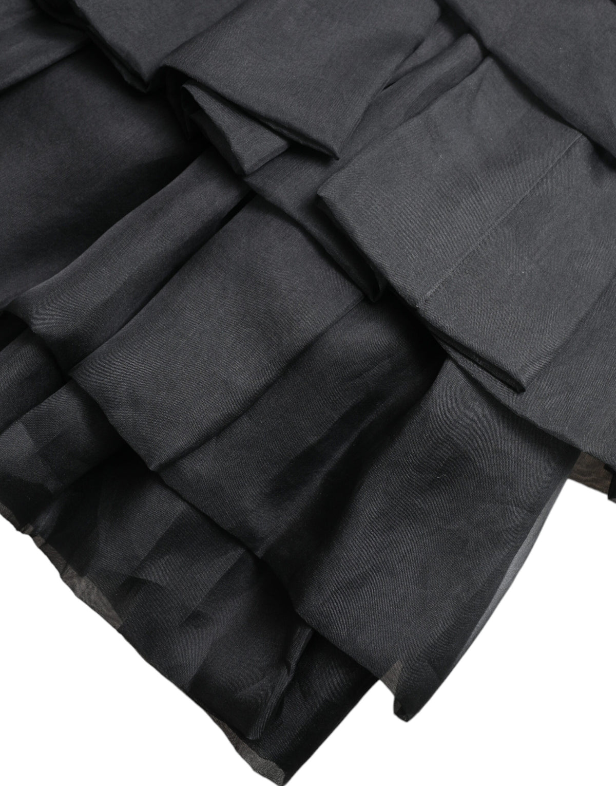 Dolce & Gabbana Black Tiered A-Line High Waist Silk Mini Skirt