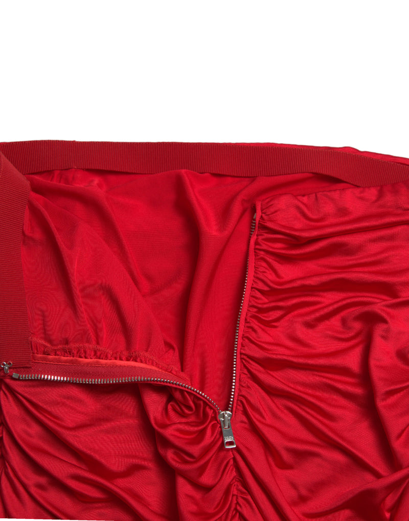 Jupe Plissée Ajustée Rouge Haute Taille Dolce & Gabbana