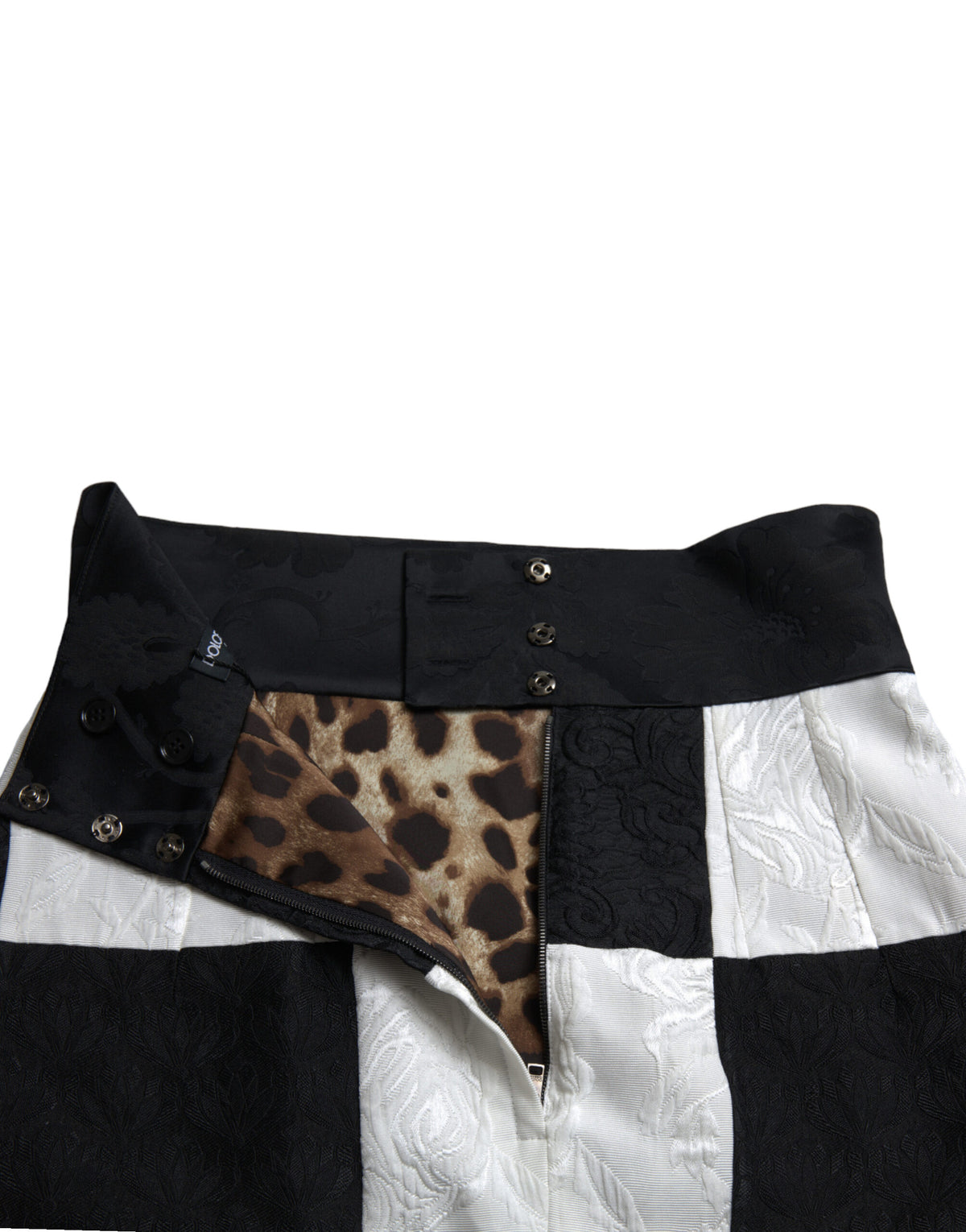 Dolce & Gabbana Jupe Mini Florale Noir et Blanc à Taille Haute